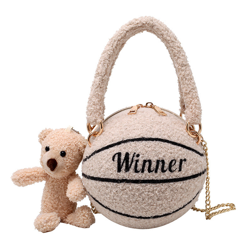 Personality Lamb Hair Basketball Bag Female