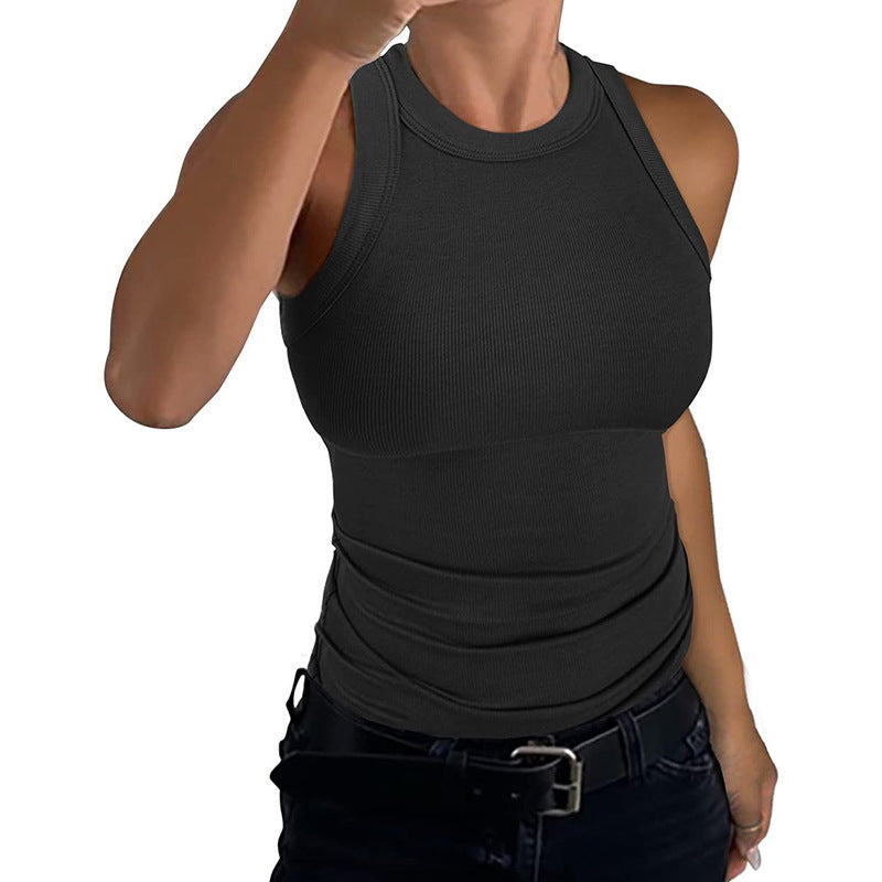 Tanktop med rund hals og slim-fit til damer