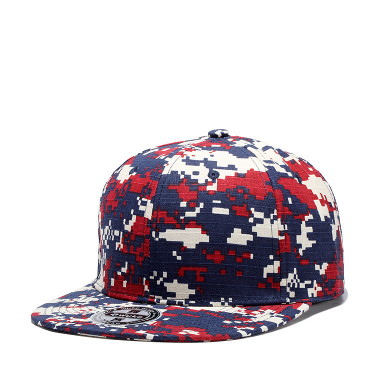 Camouflage color-block flat hat