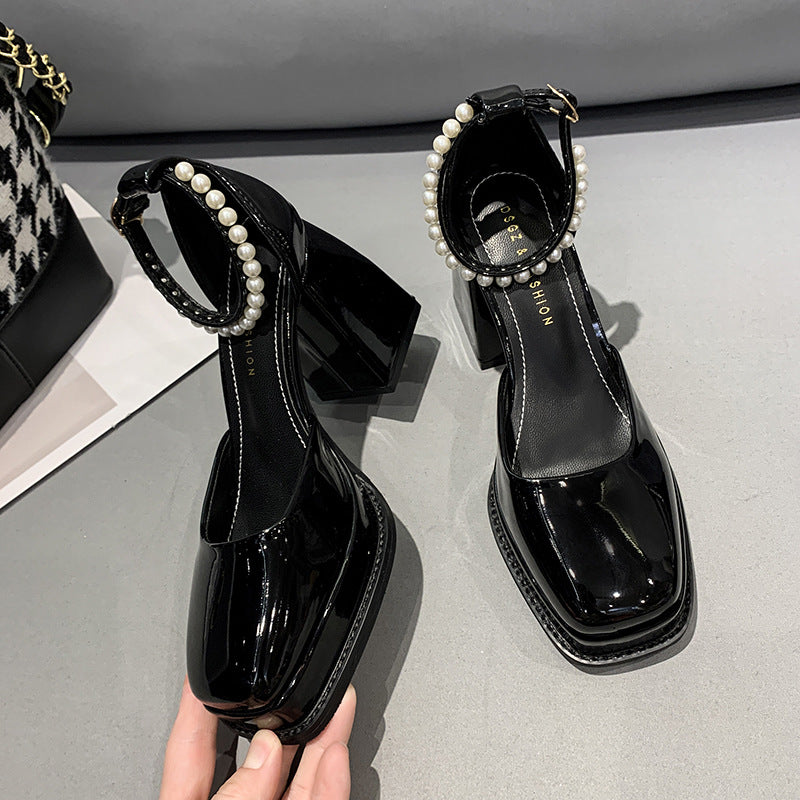 Women's Retro High Heel Leather Shoes