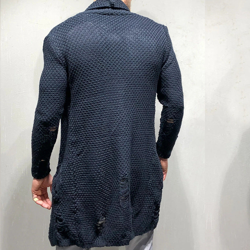 Men's mid-length cardigan sweater sweater