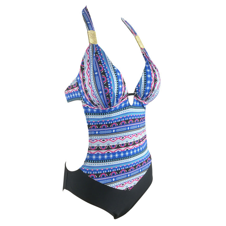 Printed Siamese Back Hollow Halter
