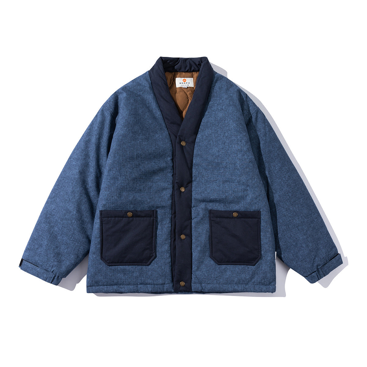 Chinese Style Retro Washed Batik V-neck Cotton-padded Coat
