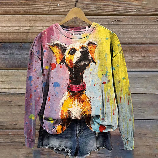 Dyreprint Hund Street Trendy Sweater uden hætte