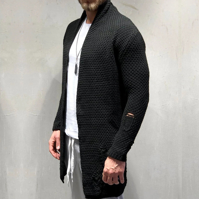 Men's mid-length cardigan sweater sweater