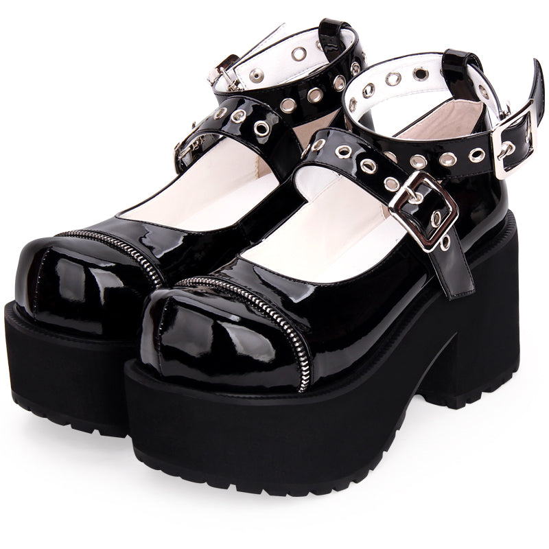 New spring Gothic Lolita shoes high-heeled round toe single strapLolita