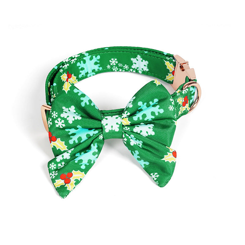 Pure Cotton Dog Necklace Christmas Flower Color Removable Bow Tie Pet Neck Ring