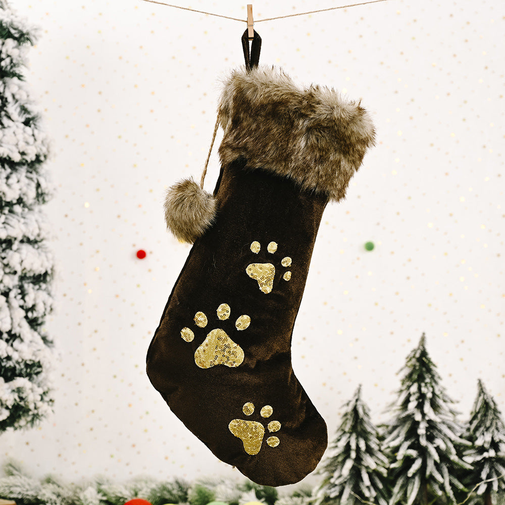 Flannel Pearl Snowflake Christmas Stocking White