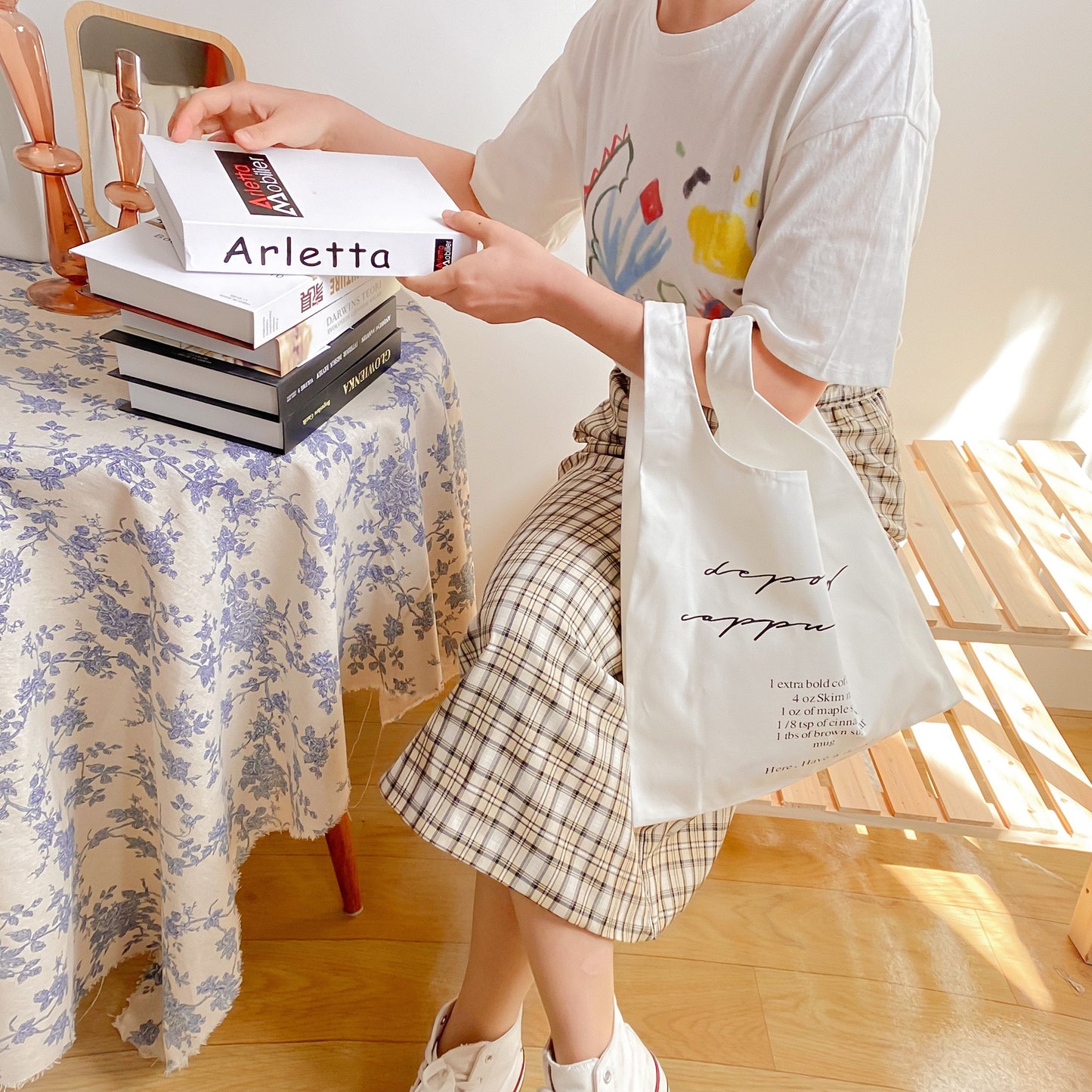 Hand carry letter vest bag canvas cotton linen bag