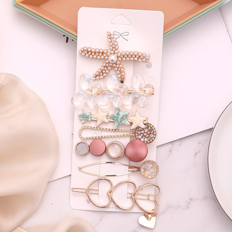 Net red hairpin starfish eight-piece set