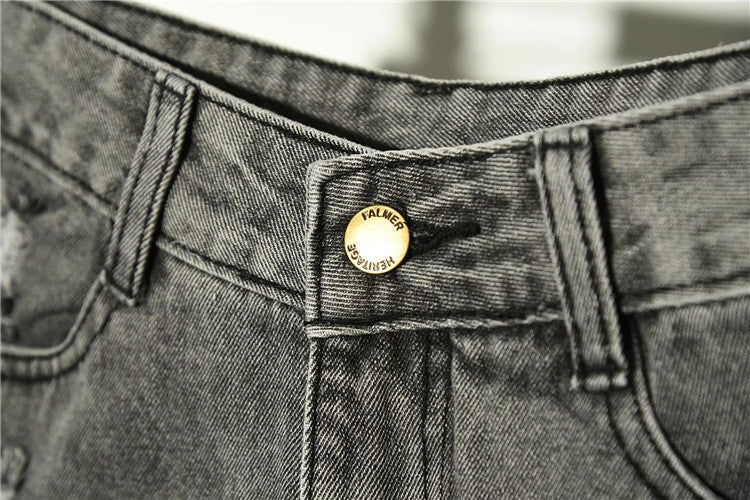 Holed Jeans Shorts Women's Loose And Thin Wide Leg Pants Hot Pants