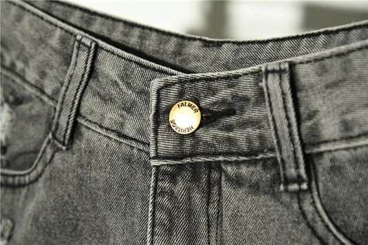 Holed Jeans Shorts Women's Loose And Thin Wide Leg Pants Hot Pants