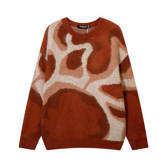 Ins Street Trend Contrast Color Couple Knitted Loose Sweater