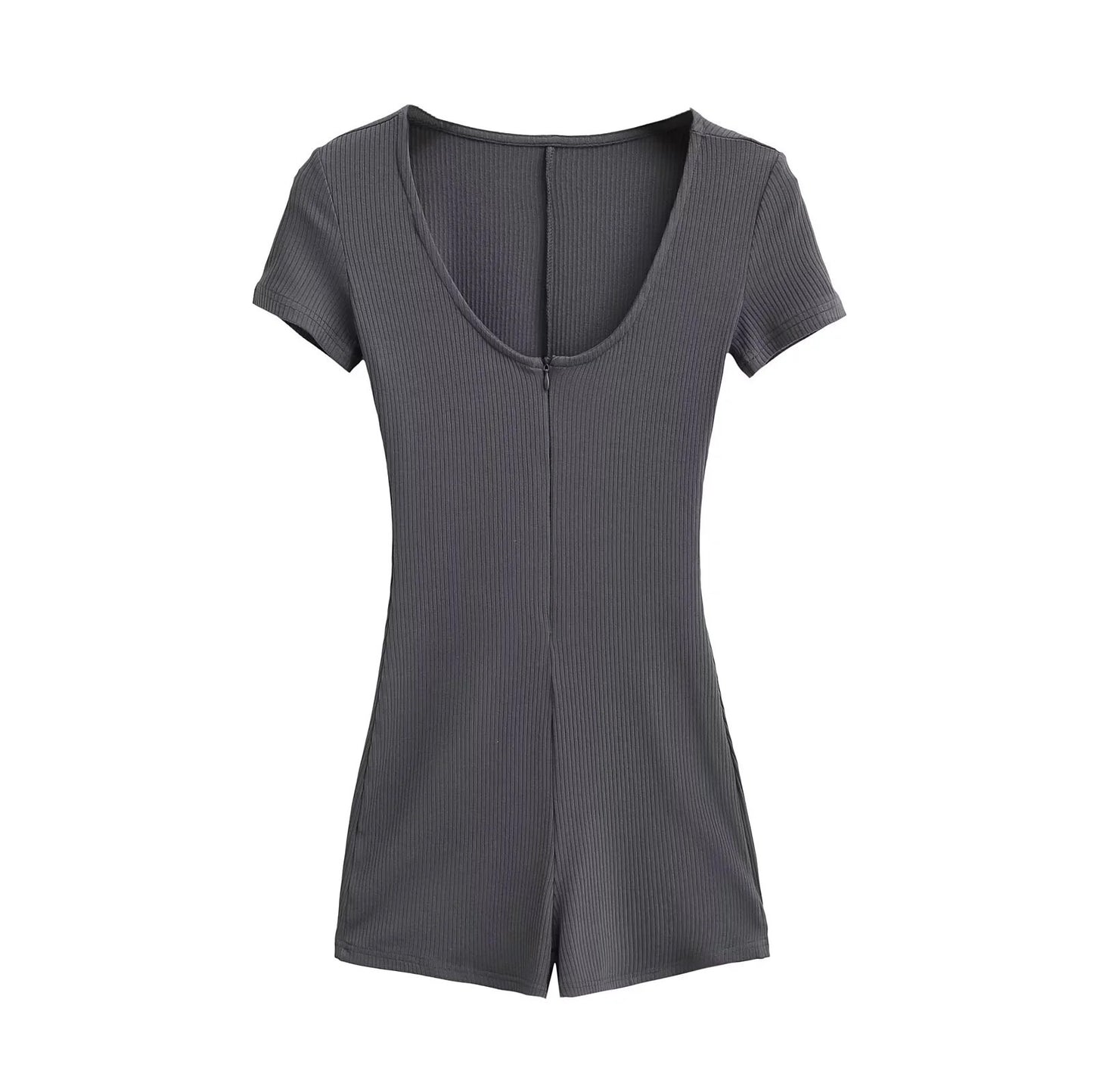 Sexy Ribbed Yoga Fitness Jumpsuit With Short Sleeves For Curvy Women