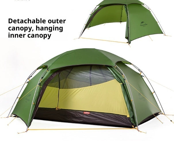 Udendørs camping- og bjergbestigningstelt til to personer med regnvejrsbeskyttelse