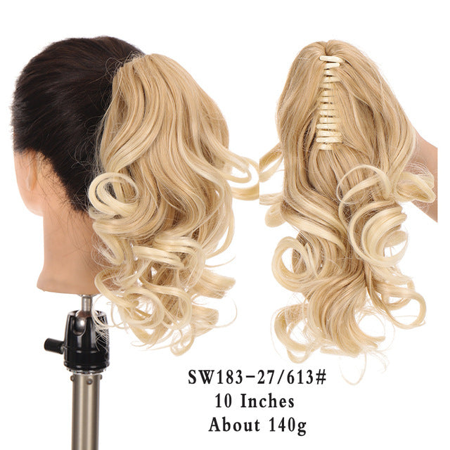 European And American Messy Mid-length Clip Style Horse Tail Natural & Fluffy