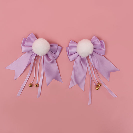 White Ball Bowknot Headdress Bell Cute