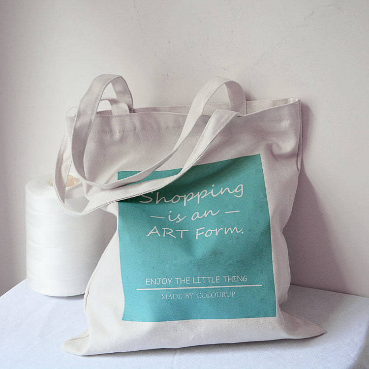 Shopping is art letter printed canvas bag