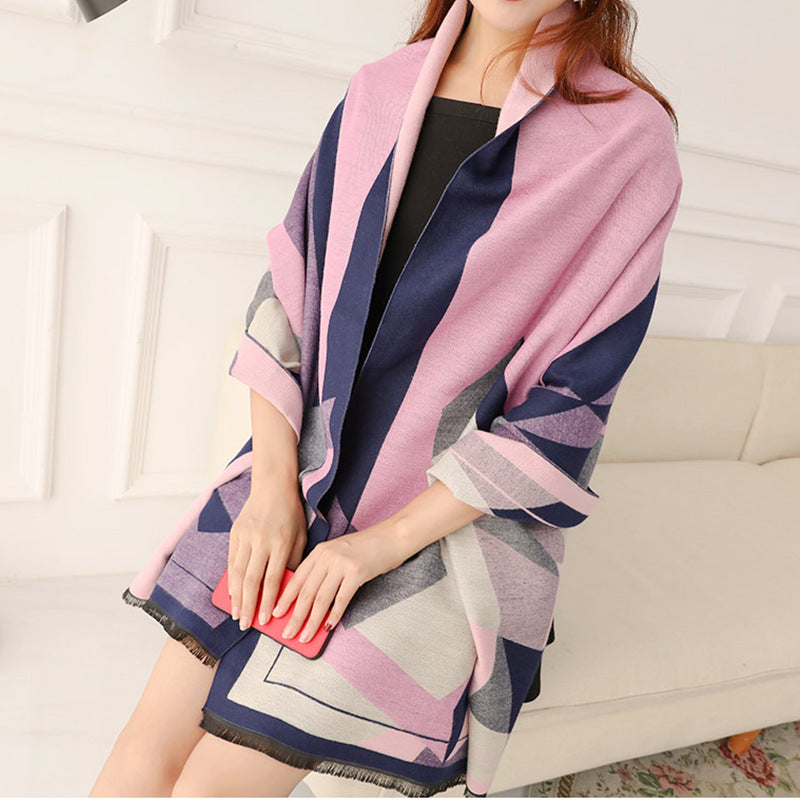 Women's double-faced jacquard cashmere scarf
