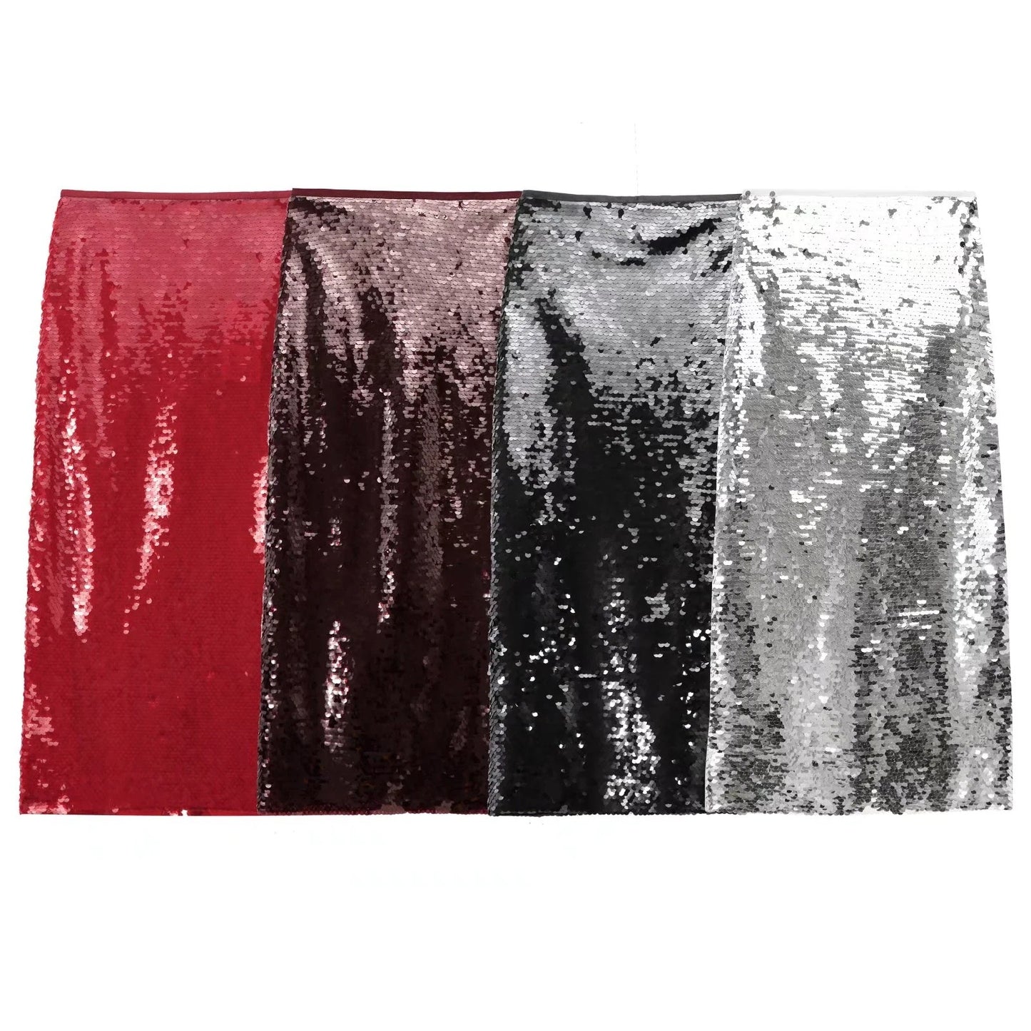 Women's Solid Color Party Shiny High Waist Sequined Skirt