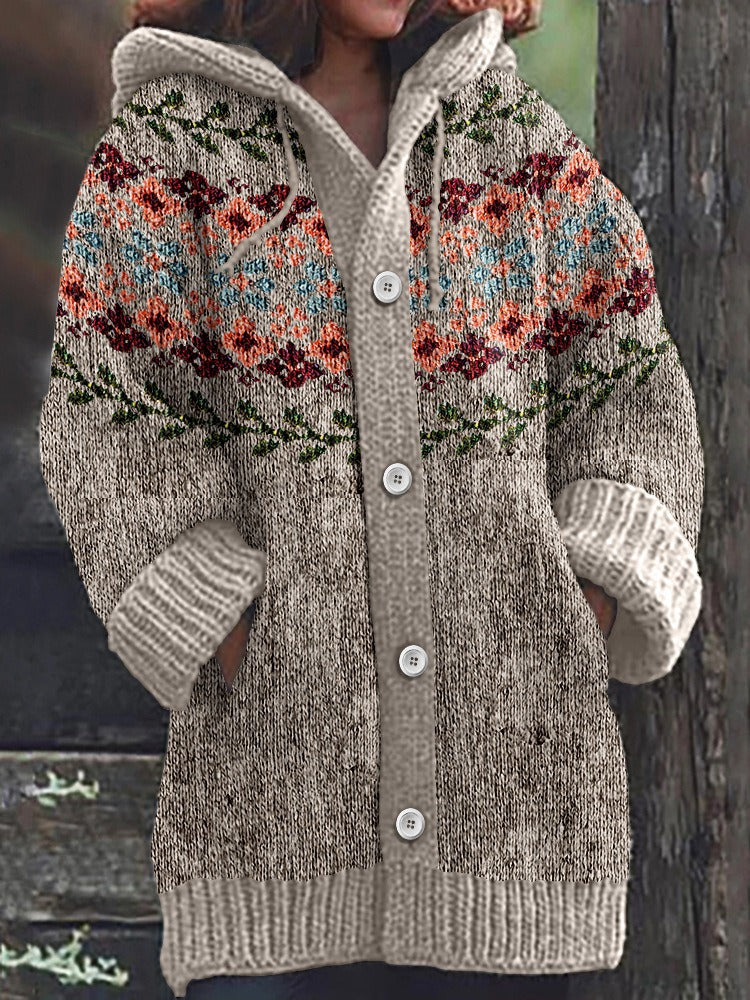 Retro Ethnic Print Women's Casual Cloak Coat