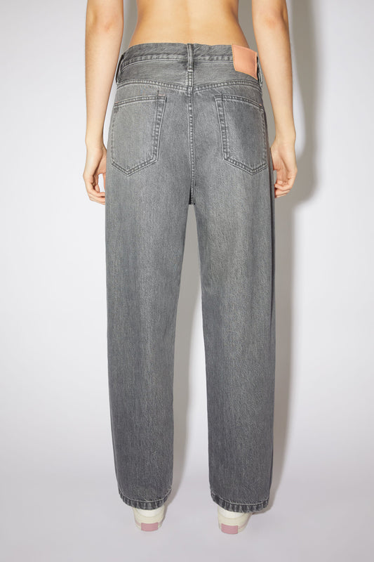 Washed Grey Classic Basic High Waist Cord Straight Leg Jeans
