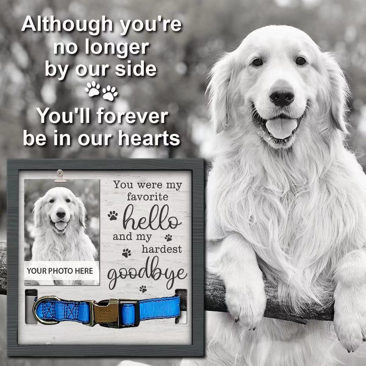 Creative Wooden Pet Commemorative Plaque Dog Collar Photo Frame Wooden Craftwork