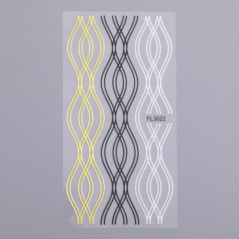 Nail Art 3d Hot Stamping Line Sticker Stripe Wave Adhesive Sticker