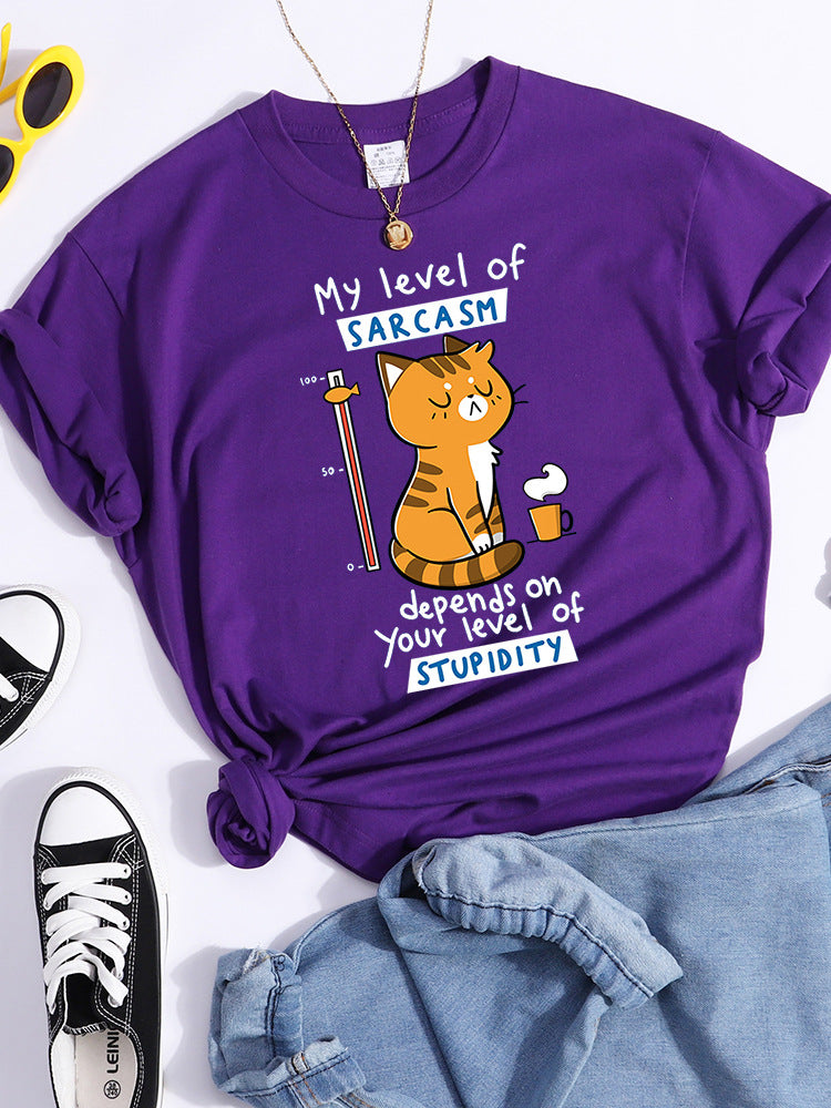 Pattern T-shirt Fashionable Printed Fashion Loose T-shirt Cat