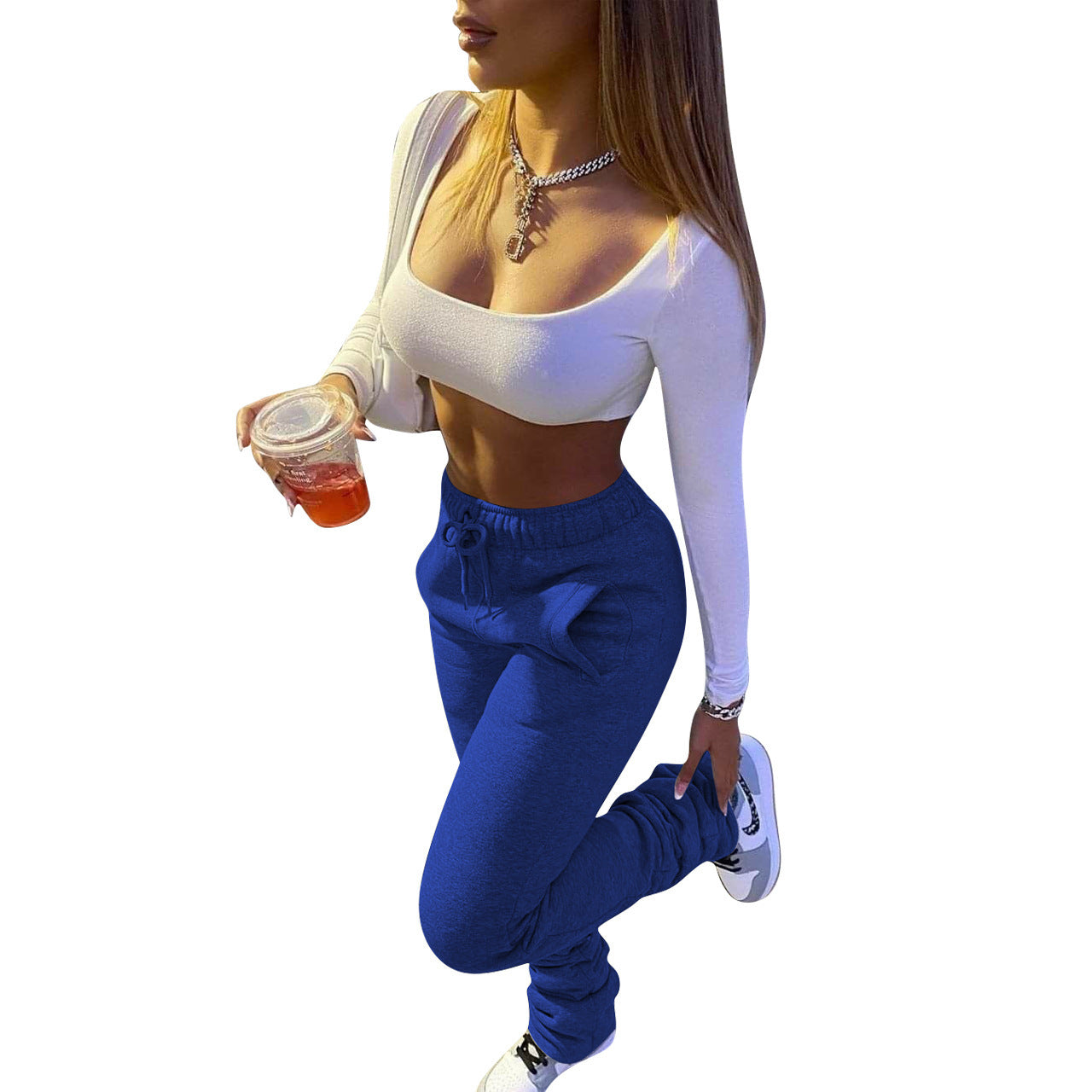 Women's Fashion Thick Stacking Casual Trousers