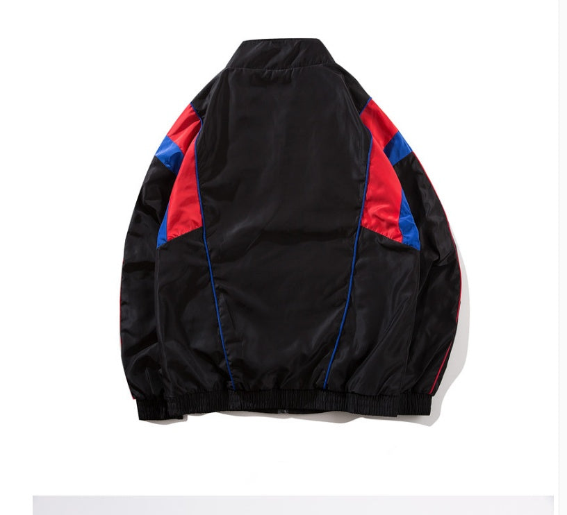 Contrast color stitching windbreaker men's thin trend hip hop jacket men's tide brand hiphop jacket