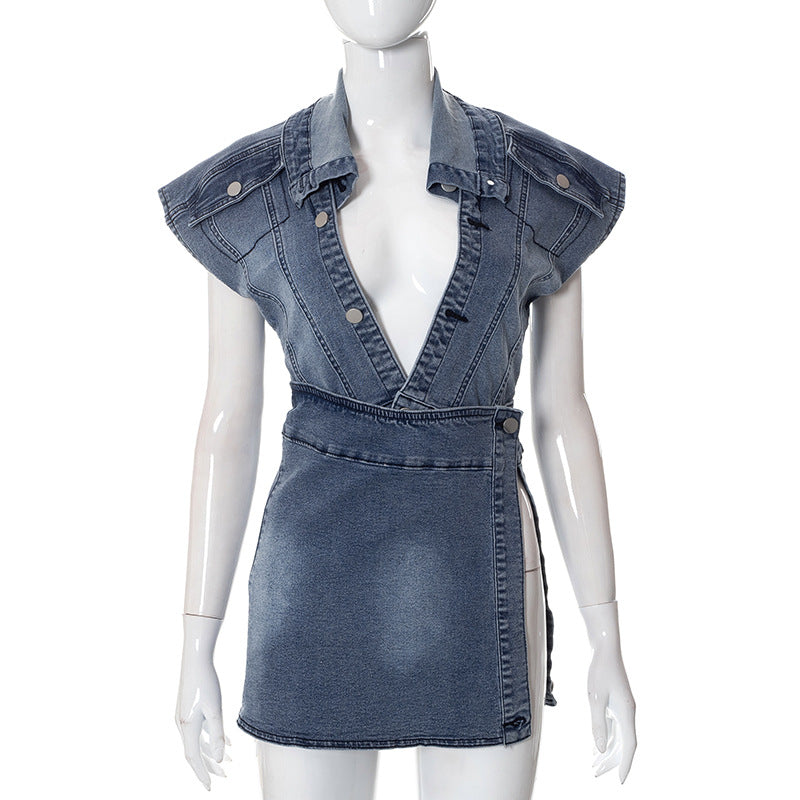 Fashion Women's New Casual Street Denim Skirt Suit Women