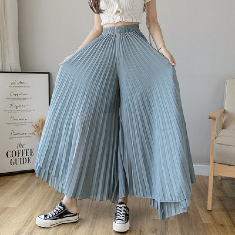 Loose-fitting Pleated Chiffon Wide-leg Women's High Waist Straight Skirt Pants