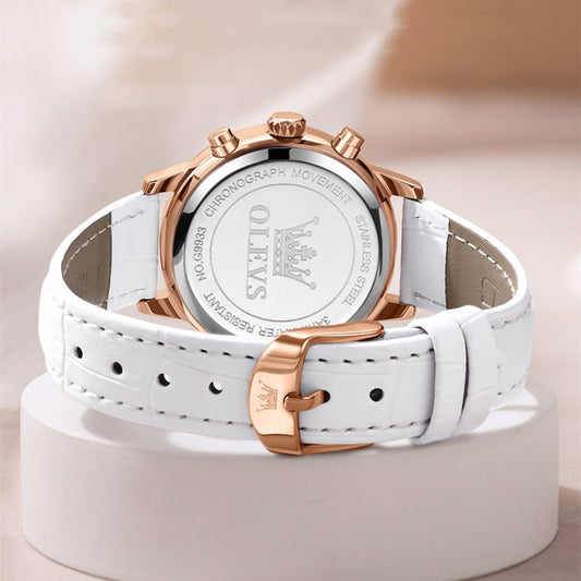 Dame Quartz Ur Med Diamantbesat Multifunktionel Tidtagning