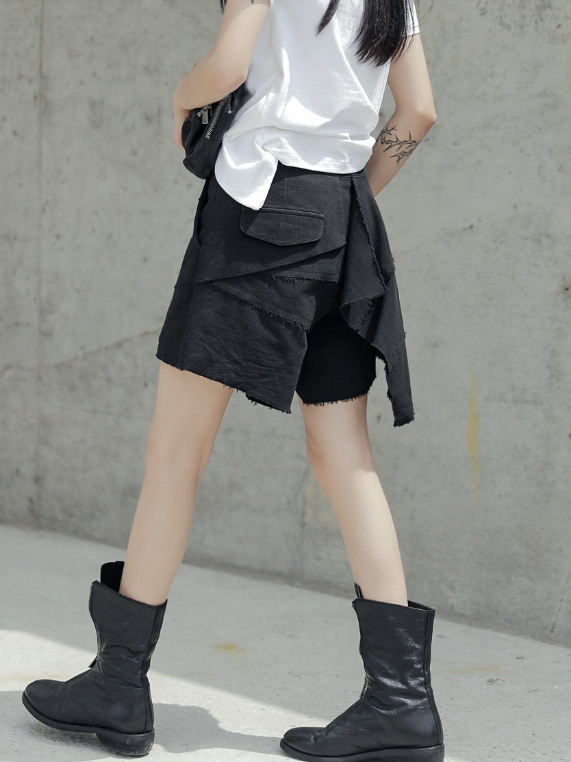 Summer New Dark Style Designer Personality High-waist Cut Shorts Women