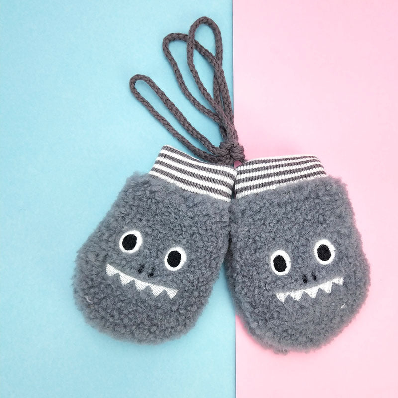 Cartoon cashmere children's neck hanging gloves