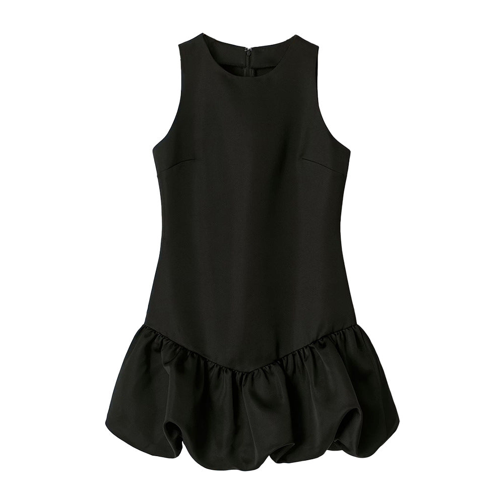 Stylish Black Bud-Shape Patchwork Dress