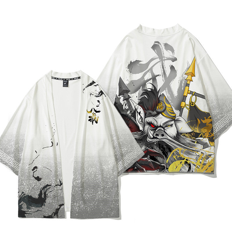 Handsome three-quarter sleeve cardigan robe