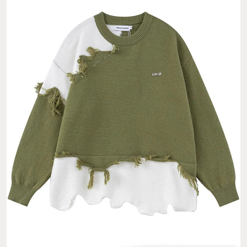 Mens Relaxedfit HighendDesignforward Color-block Knit Couples Sweater