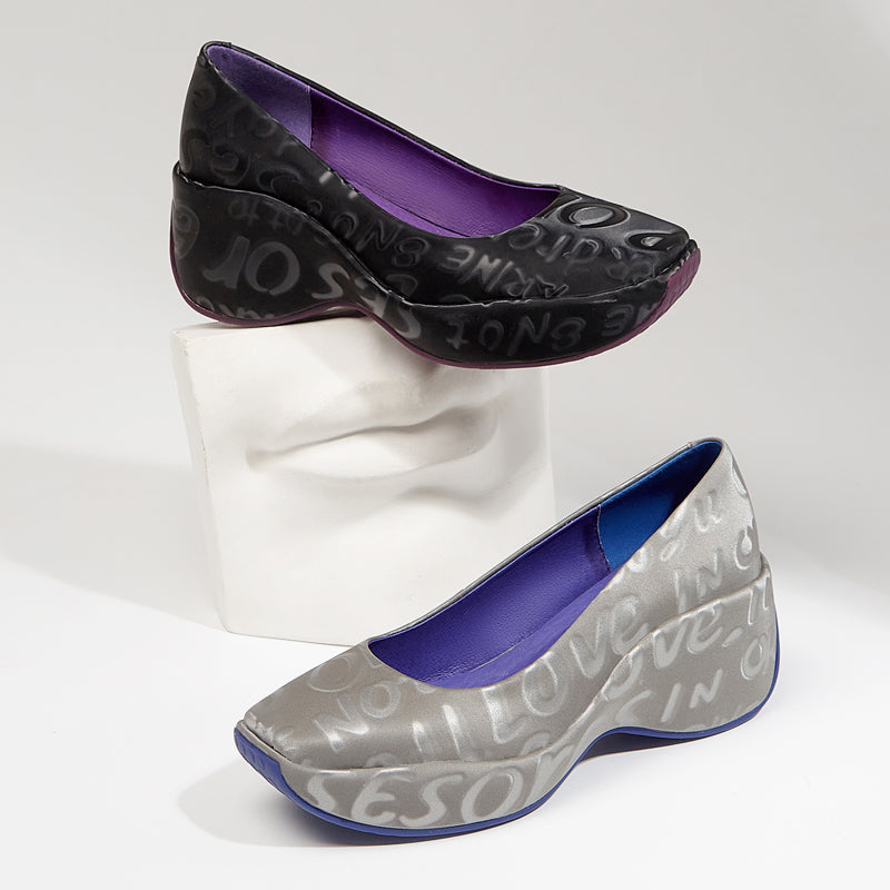Women's All-match Shallow Mouth Sponge Cake Square Toe Platform Shoes