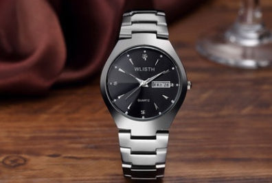 Men's luminous watch tungsten steel color waterproof fashion student couple watch male calendar quartz watch