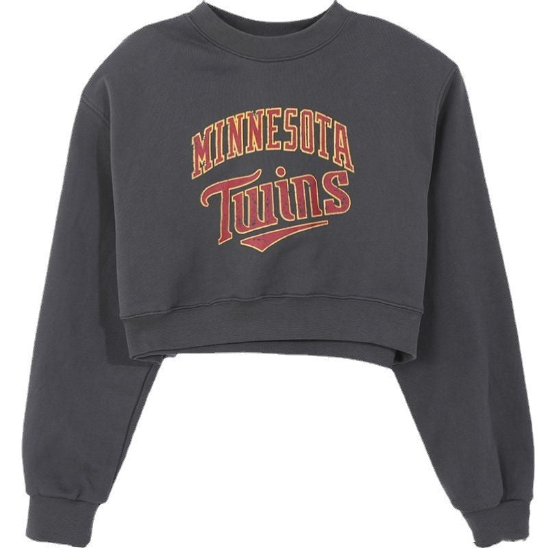 Waist-tied Short Sweater Women's Long-sleeved T-shirt Top