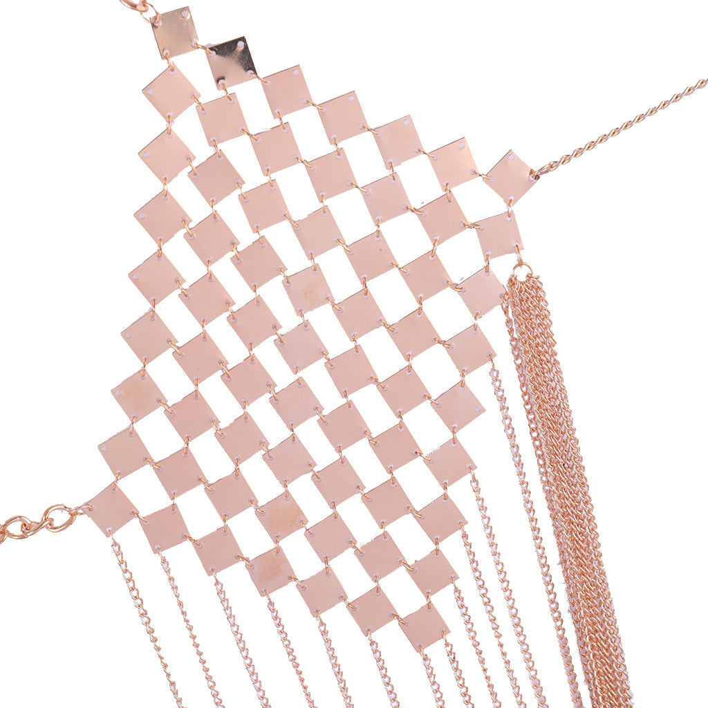 Sheet metal bra body chain tassel