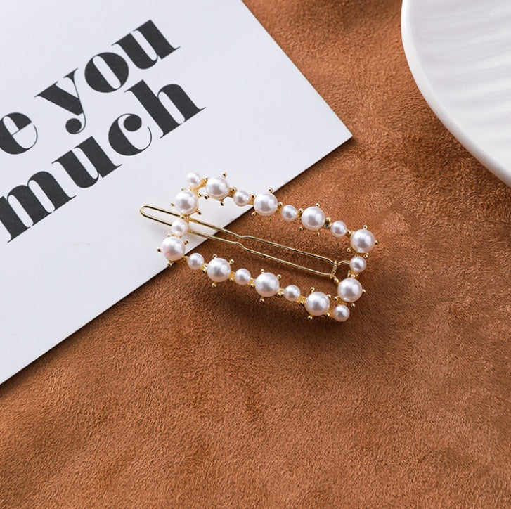 Japan and South Korea simple love circle a word clip five-pointed star triangle geometry pearl hairpin bangs clip