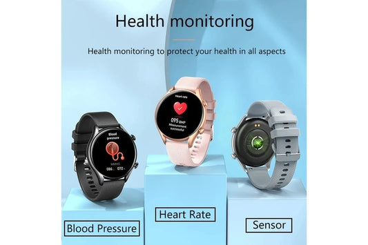 New 360*360 HD 1.32 Inch Screen Ladies Smart Watches Bluetooth Call Lady Sport Heart Rate Blood Oxygen Women Smartwatch+Box - Black