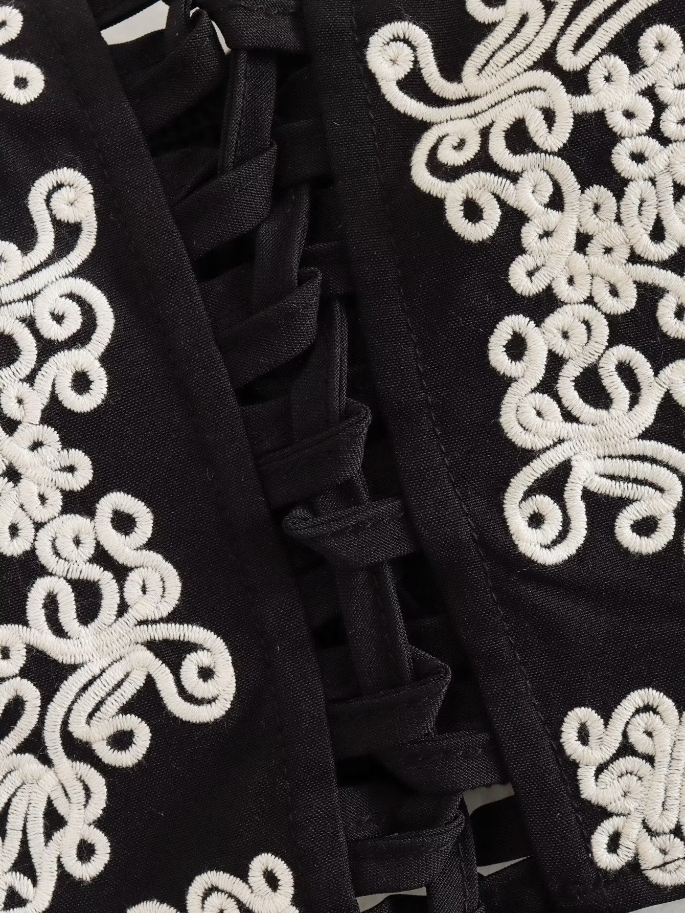 Embroidered Tied Top Sheath Skirt Suit