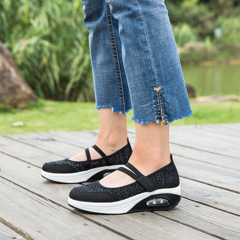 Mesh platform mother shoes