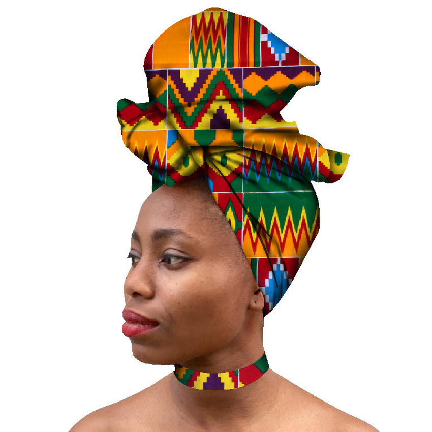 Fabric collar and scarf set exotic African collar