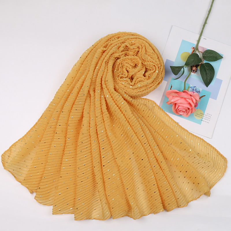 Sprinkle gold folds bronzing cotton and linen scarf