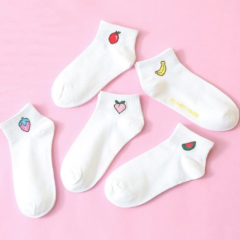 Cartoon Cute Women Short Socks Spring Summer Cotton Fruit Comfortable Socks 1 PairChina